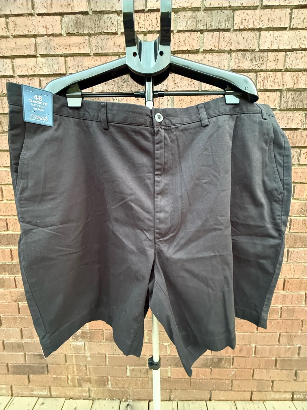Rountree & Yorke Casuals Shorts Mens 48 Big Man Flat Front Black New 9 in Inseam